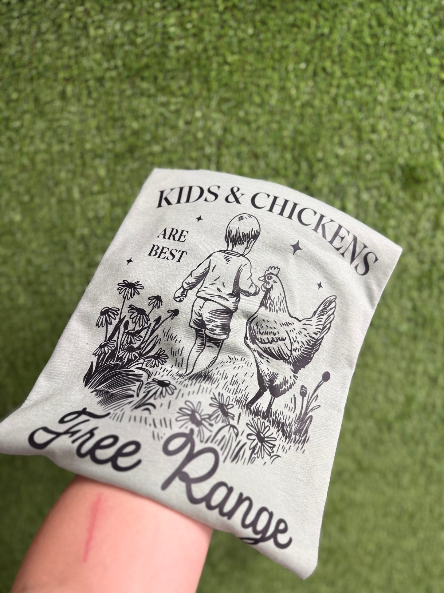 Kids and chickens
