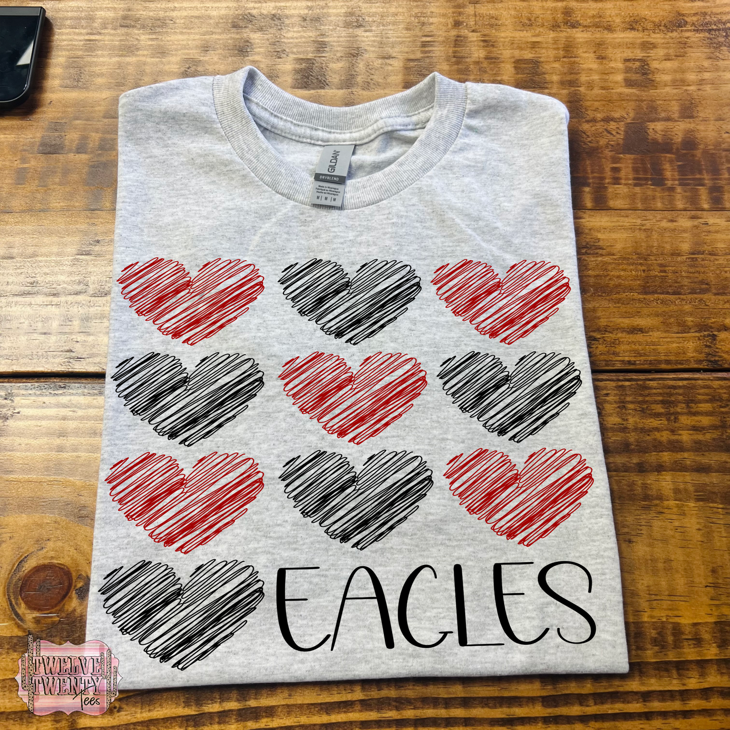 Scribble heart school spirt tee