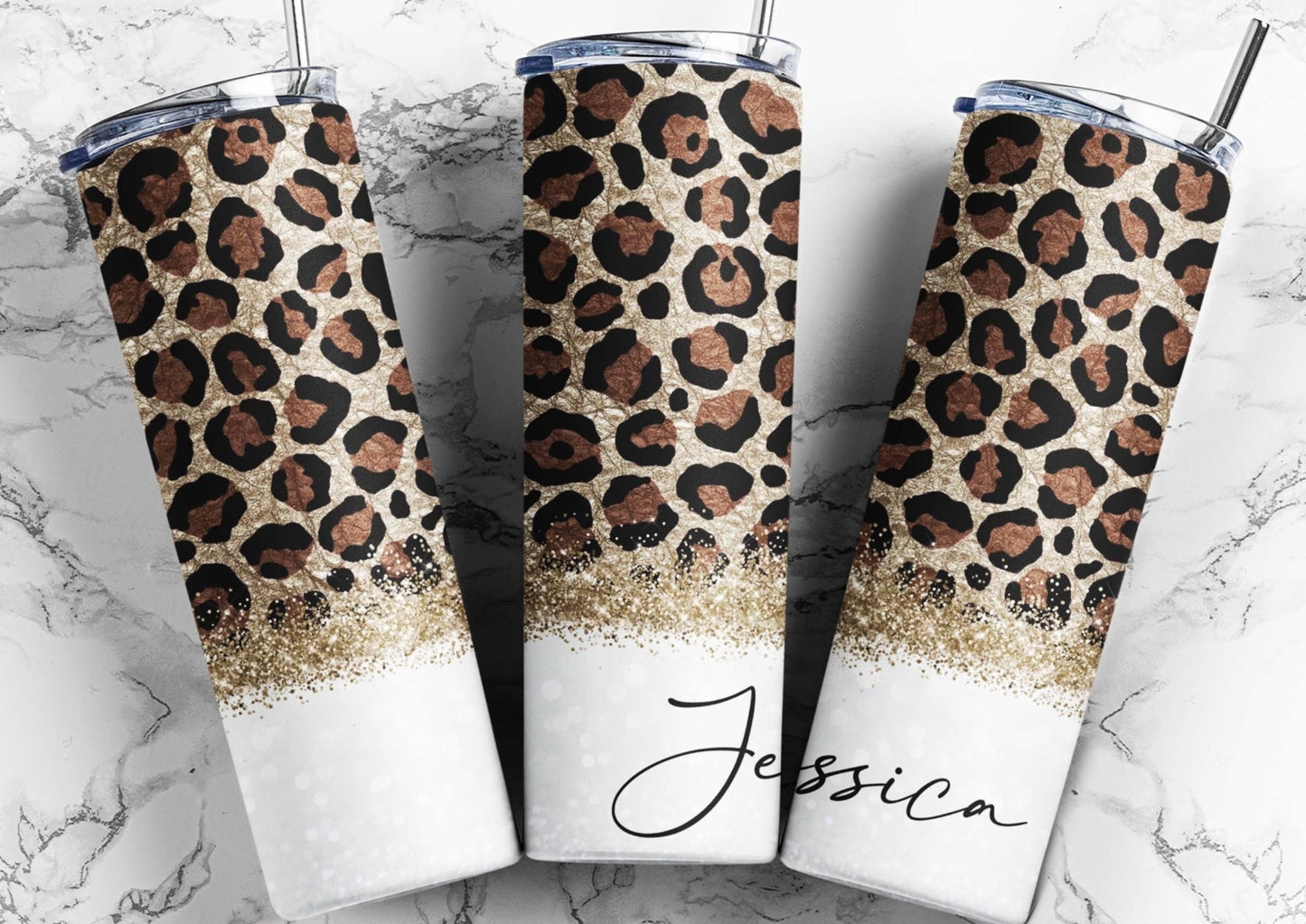CUSTOM Cheetah Sparkle 20oz Tumbler
