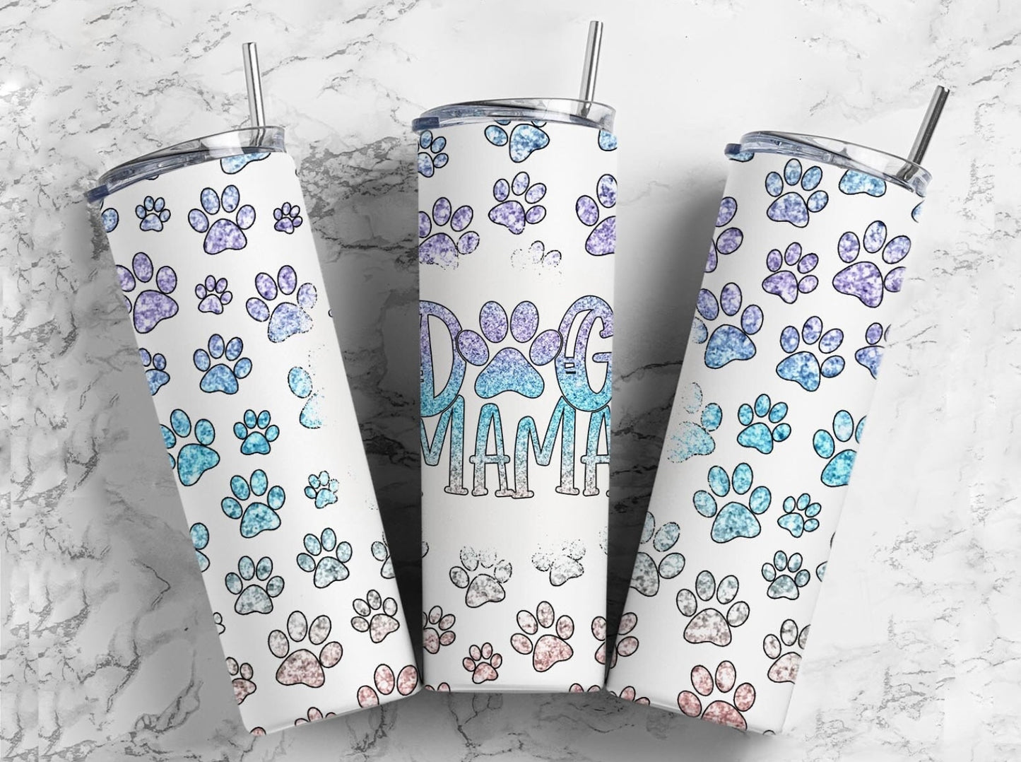 Glitter Rianbow Dog Mama 20oz Tumbler