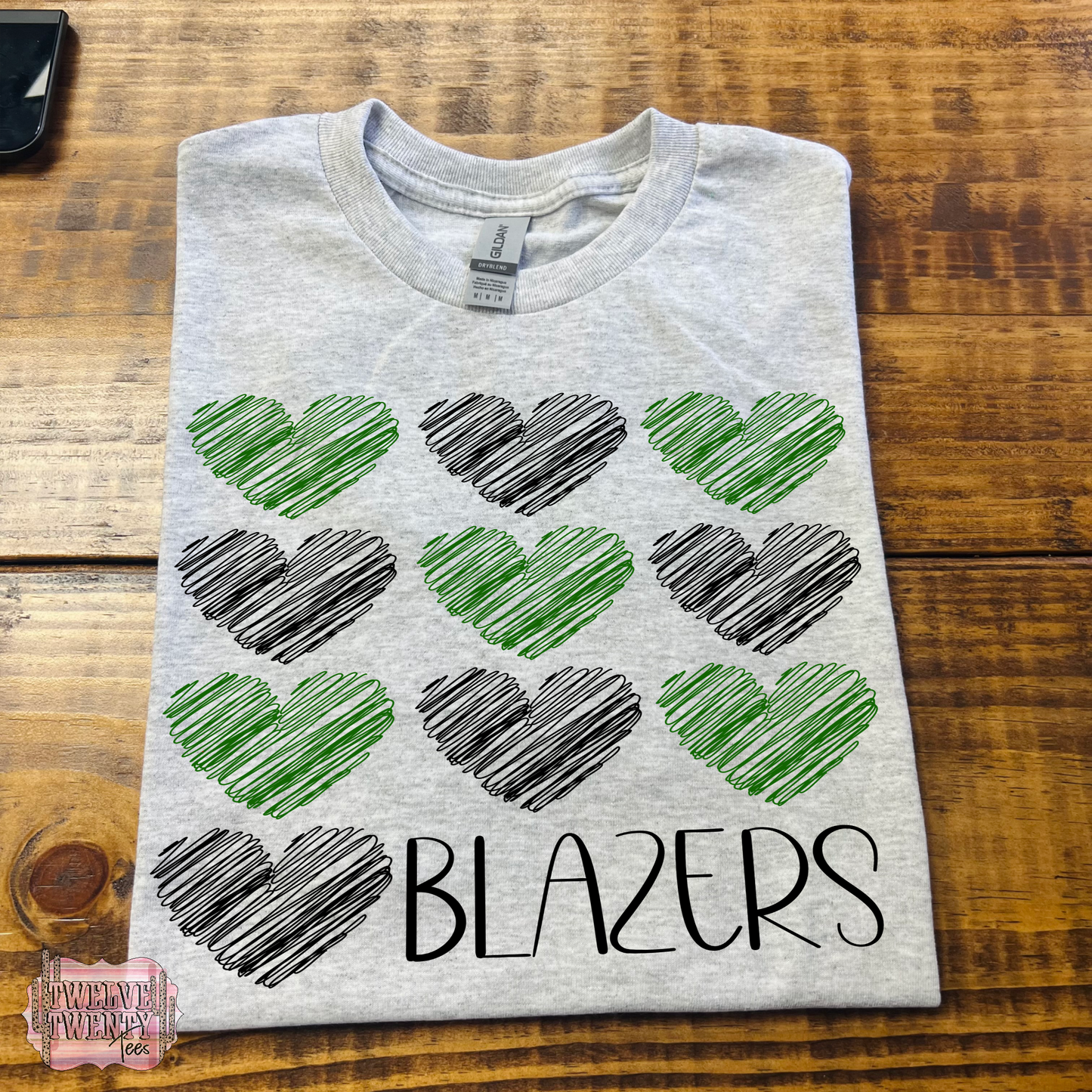 Scribble heart school spirt tee