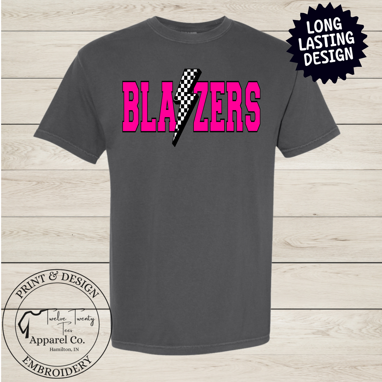 PINK Checkered Bolt Mascot Comfort Colors
