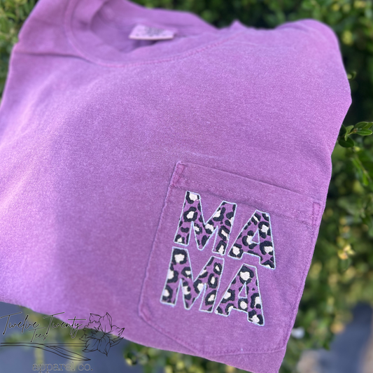 Embroidered mama pocket tee