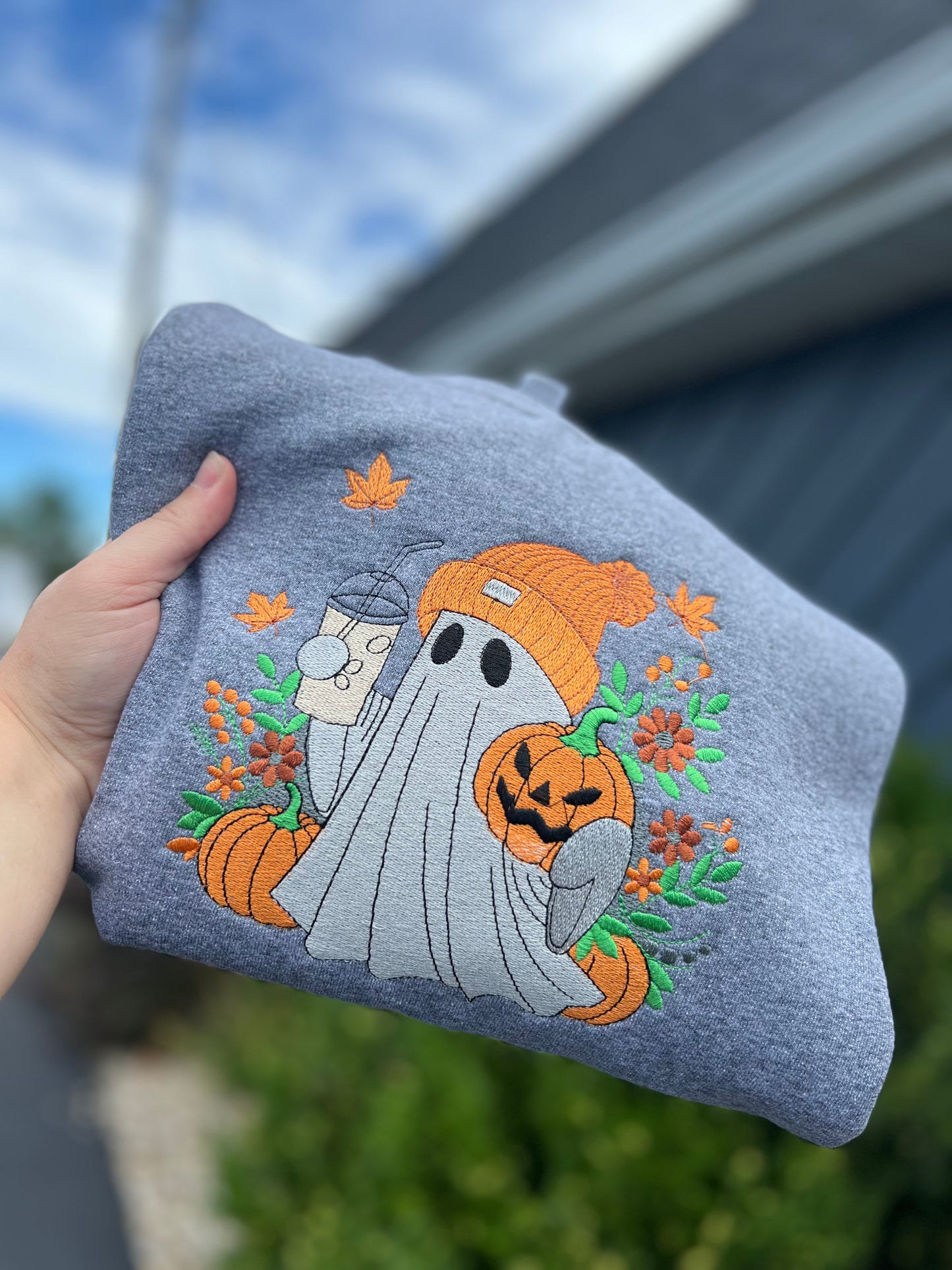 Coffee Ghost Embroidered Crew