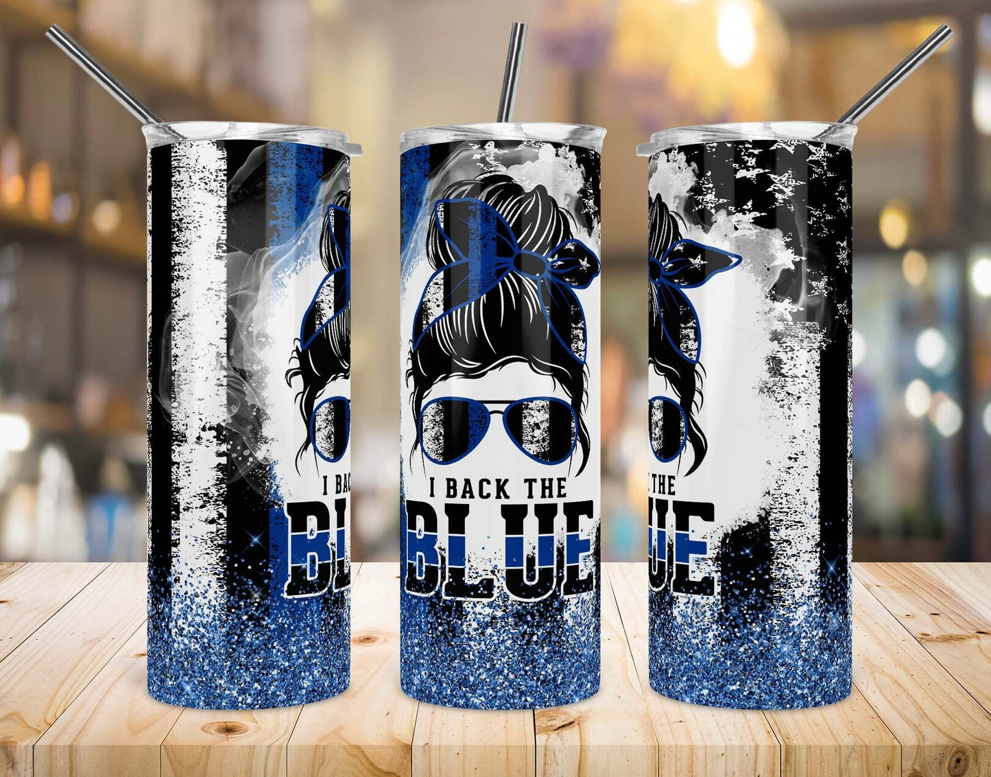 Glitter Back The Blue 20oz Tumbler