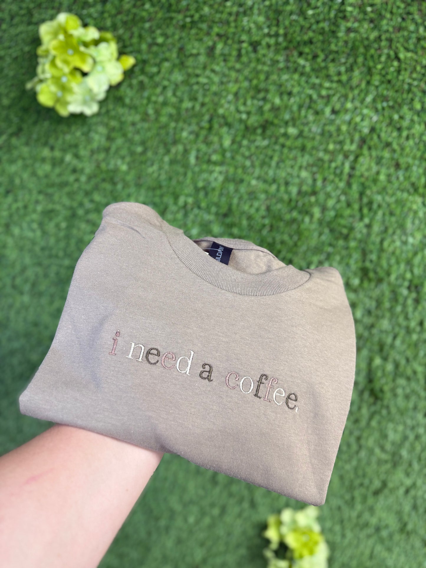 I need a coffee embroidered tee