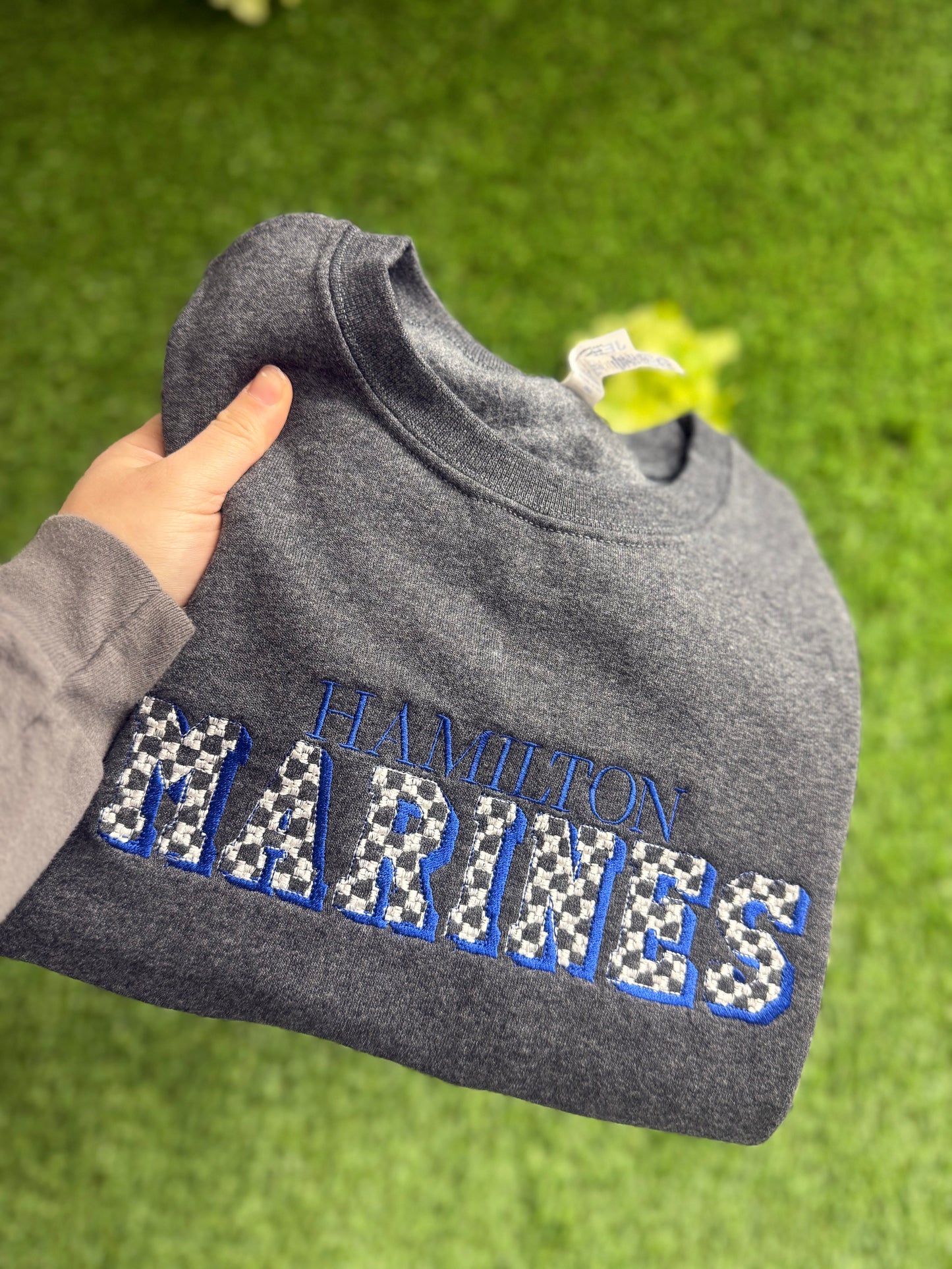 Checks letter school embroidery