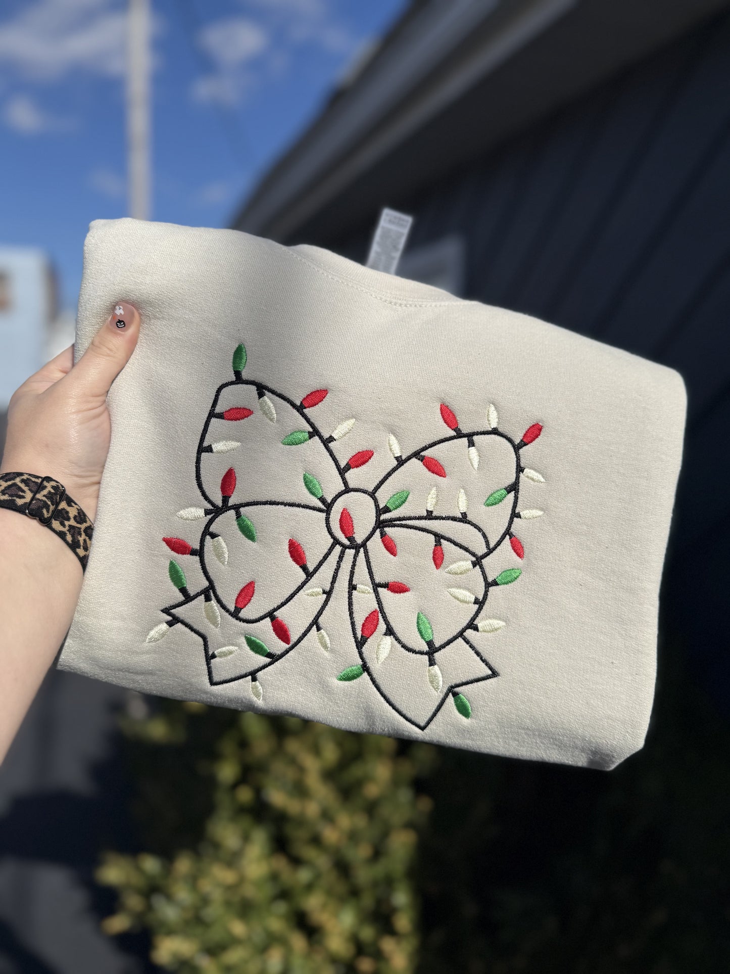 Embroidered Christmas Bow