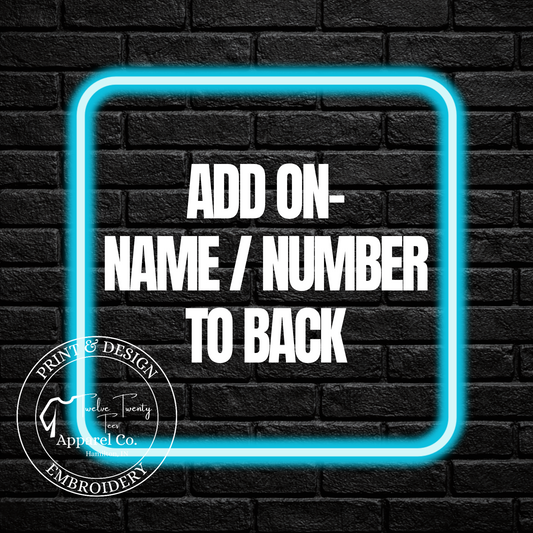 ADD ON NAME / NUMBER TO BACK