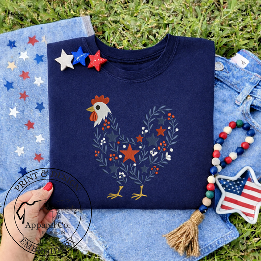 Embroidered patriotic chicken