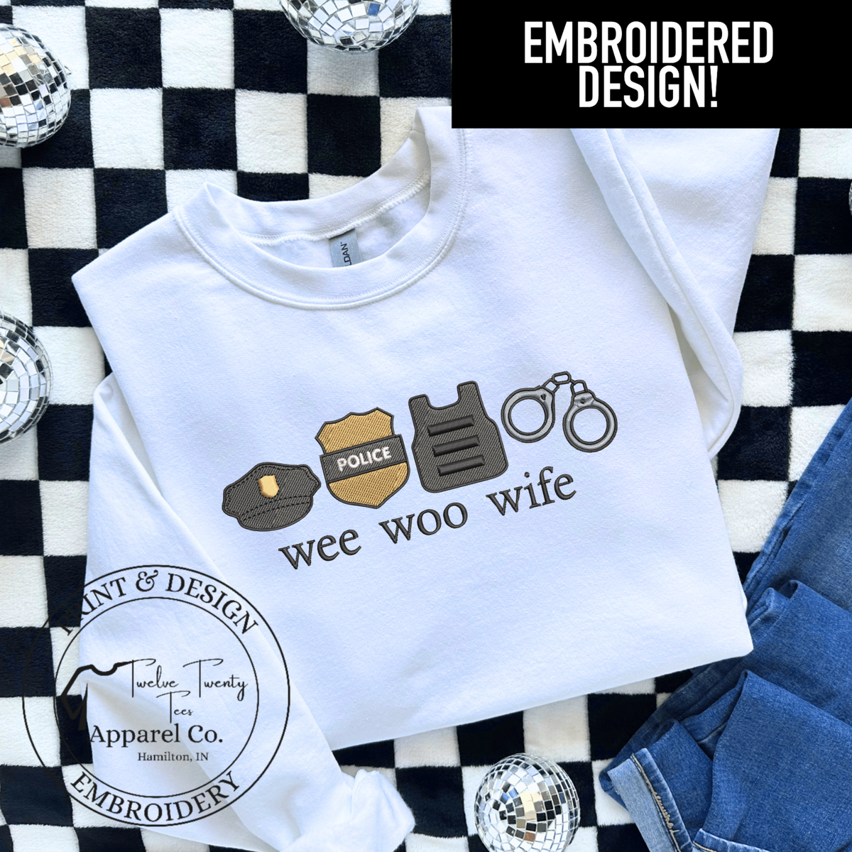 Wee woo wife full color embroidery