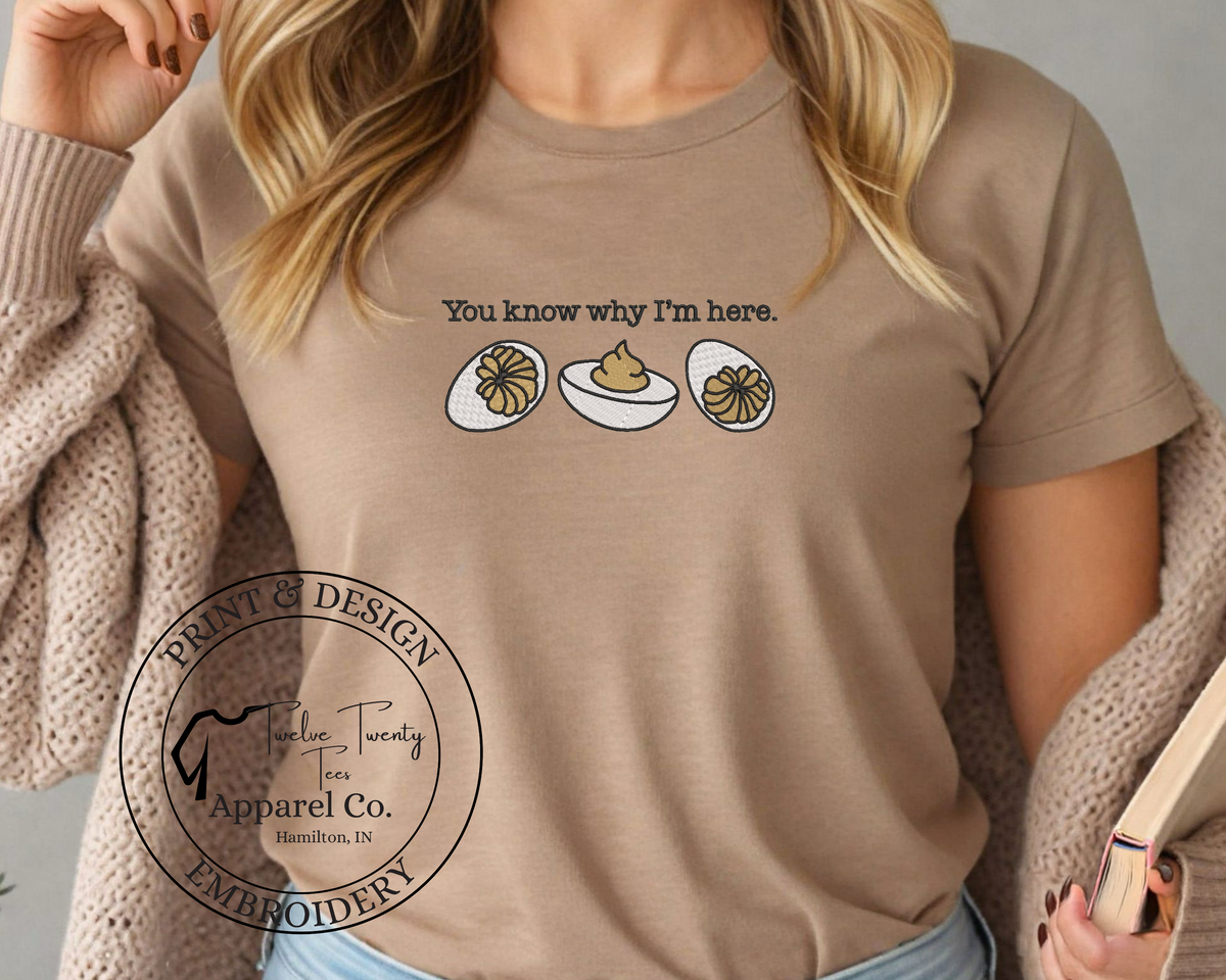 Deviled egg embroidery