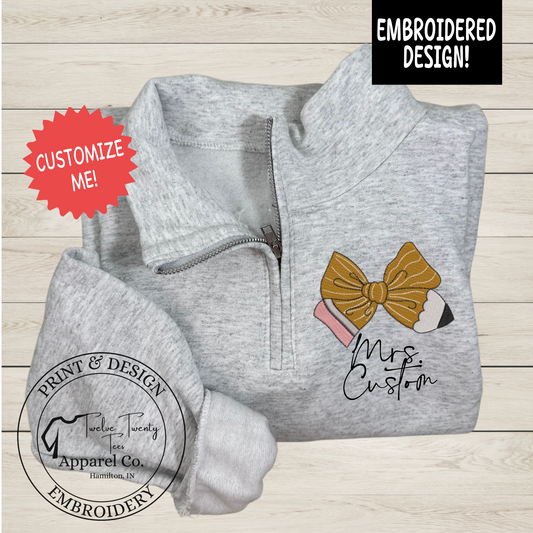 Embroidered Custom teacher bow