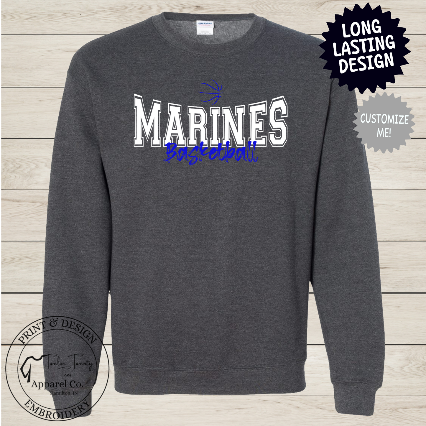 Basketball Stacked Cursive Logo