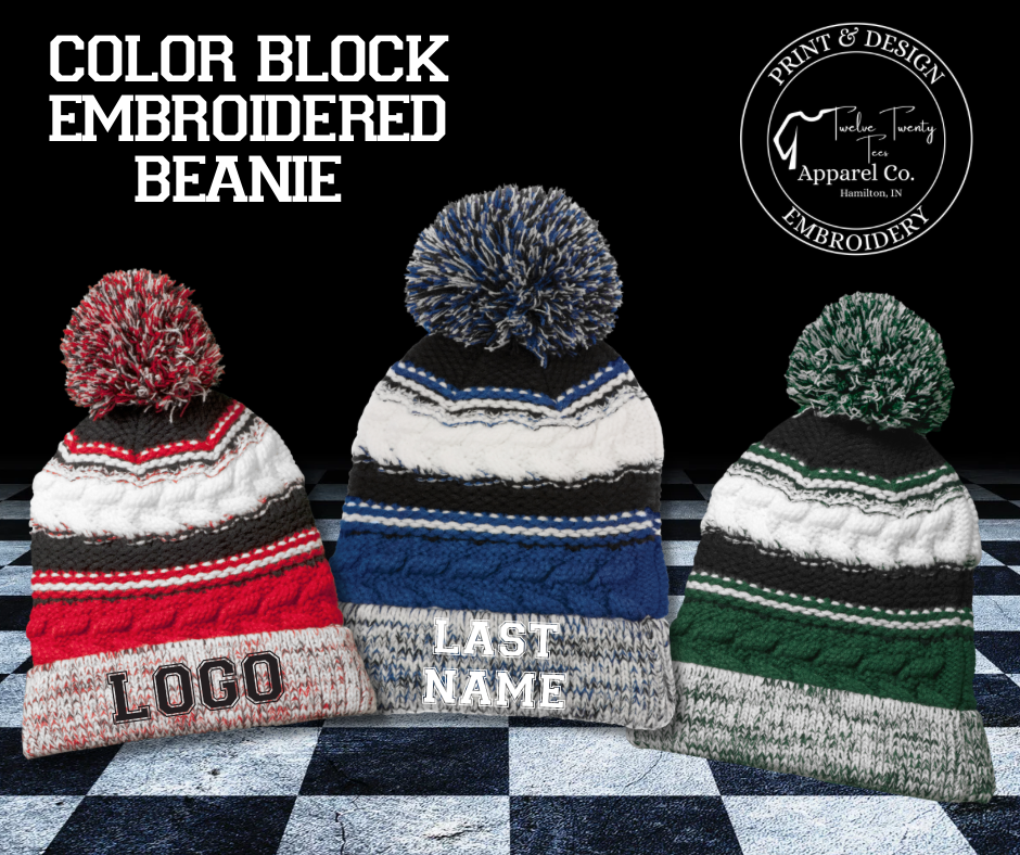 COLORBLOCK EMBROIDERED BEANIE