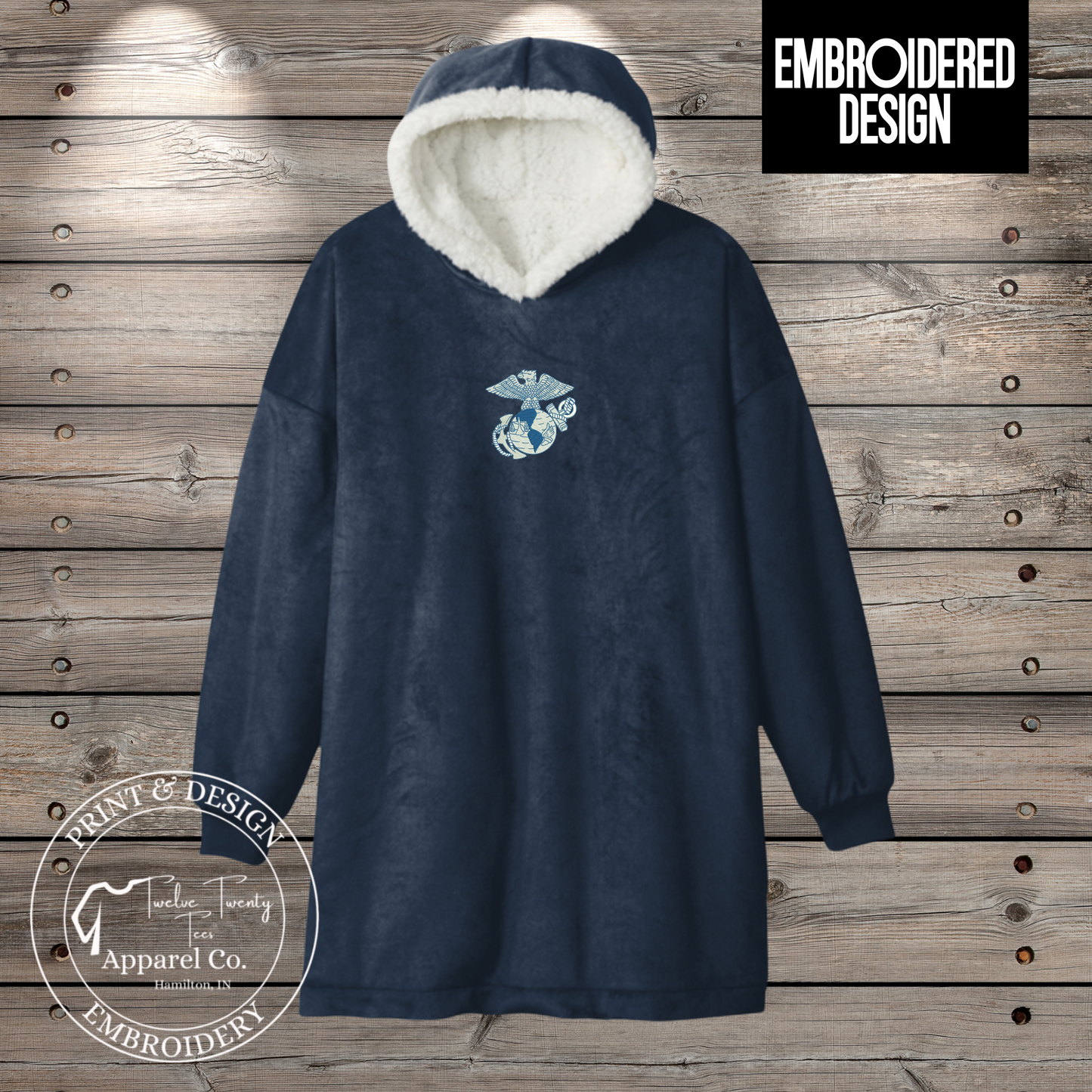 Embroidered mascot blanket hoodie