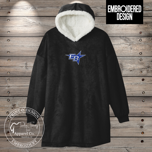 Embroidered mascot blanket hoodie