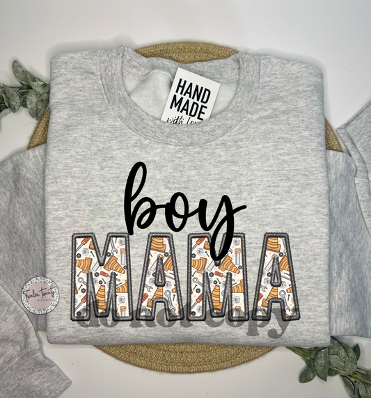 Boy Mama Faux Embroidery